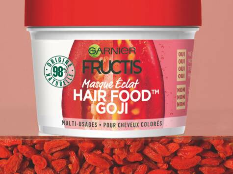 Fructis Hair Food Goji, Masque Eclat, Cheveux Colorés, Baies de Goji